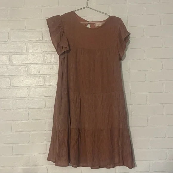 Altar'd State Womens Dress Ruffle Sleeve Dress Size Fall Dress Pockets Medium - Picture 1 of 8